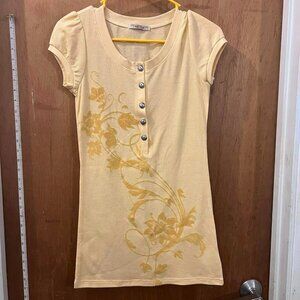 🐻Size L - Cecico - Girl's Sweet Short Sleeve Yellow Dress